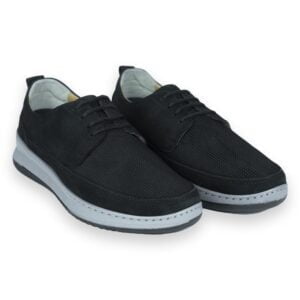 Hakiki Deri Siyah Renk Nubuk +7cm Boy Uzatan Gizli Topuklu Spor Ayakkabı Erkek Sneaker